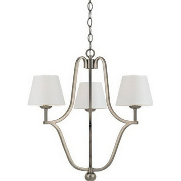 Pewter 3-Light Chandelier With Shades