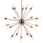 Gatsby Luminaires - Sputnik 20-Light 40" Chandelier, Polished Nickel, Standard - Transitional and chic this twenty light steel chandelier will add vintage and industrial look to any room of your home. Sunburst like pattern, each arm ending with exposed bulb. Stylish and creative this chandelier will provide plenty of light for any space while adding unique statment.
