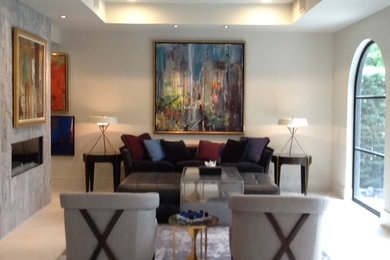 Inspiration for a mid-sized contemporary formal and open concept living room remodel in Houston with no tv