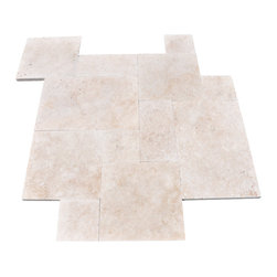 French Pattern Ivory Travertine Pavers - Tumbled - Wall And Floor Tile