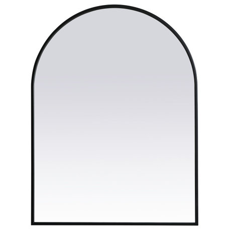 Metal Frame Arch Mirror 27X36 Inch, Black