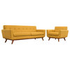 Modern Contemporary Armchair and Sofa, Citrus Fabric, 2-Piece Set