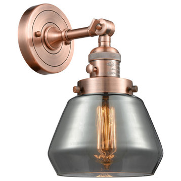 Fulton 1-Light Sconce, Antique Copper, Glass: Plated Smoked