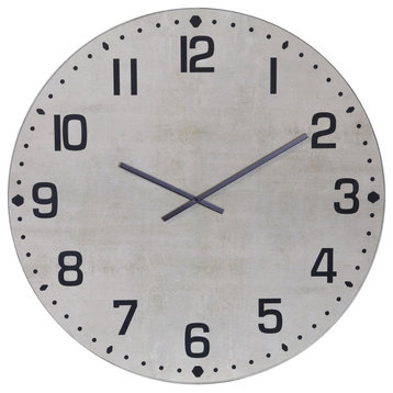 Spencer Metal and Wood Industrial Wall Clock With Chalk White Finish