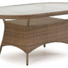 Patio Table and Chairs, "Ludie" 40"x70" Oval Wicker Patio Table, Oyster Gray