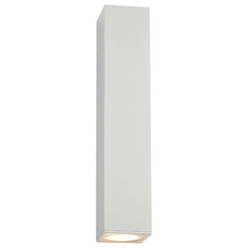 Modern Black/White Outdoor Waterproof Aluminum LED Wall Lamp For Garden, White, L39.4xw3.9"