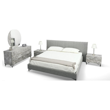 Nova Domus Aria Italian Modern Multi Gray Bedroom Set, Eastern King