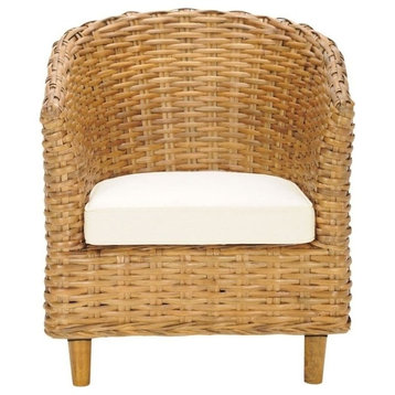 Safavieh Omni Rattan Barrel Chair, Honey