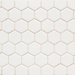 6th Avenue Hexagon Mosiac in White Gloss - Tile