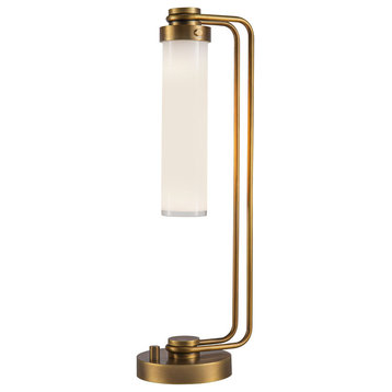 Wynwood 22" Table Lamp, 1 x 60W, E26, Vintage Brass/Glossy Opal Glass