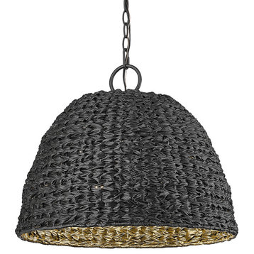 Golden Lighting 1081-O3P Rue 3 Light Outdoor Pendant - Natural Black