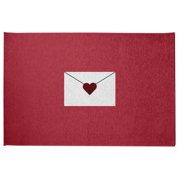 Love Letter Valentines Chenille Rug, Maroon, 2'x3'
