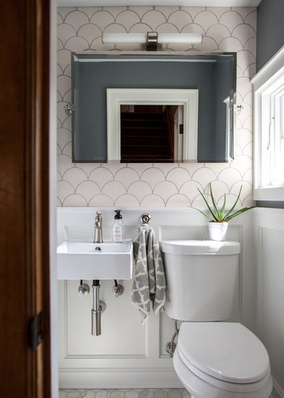 Transitional Powder Room by Mercury Mosaics and Tile