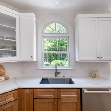 Workstation Sink Centered Beneath Arched Kitchen Window