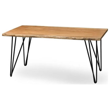 Retro Modern Coffee Table, Hairpin Metal Legs and Unique Natural Acacia Wood Top