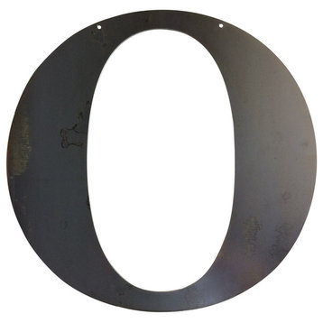 Rustic Large Letter "O", Raw Metal, 18"