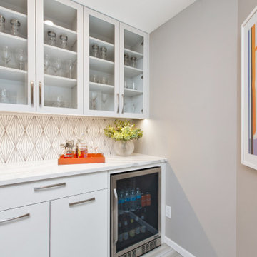Home Bar with Hand Painted Tile Backsplash