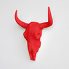 Bison Skull Head Wall Mount, Red