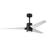 Matthews Fan - Super Janet 60" Ceiling Fan, LED Light Kit, Matte Black/Matte White - The Super Janet's remarkable design and solid construction in cast aluminum and heavy stamped steel make it the heroine in any commercial or residential space. Moving air with barely a whisper, its efficient DC motor turns solid wood blades. An eco-conscious LED light kit with light cover completes the package.