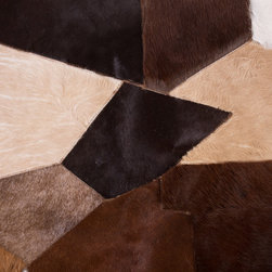 Modern Cowhide Patchwork Area Rug, Handmade, Hair-on-Hide, 5'10"x3'7" - Area Rugs
