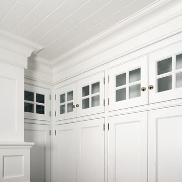 Traditional White Double-tiered Wall Cabinets