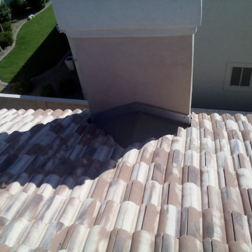Scottsdale Tile Roof Repair with Chimney Cricket