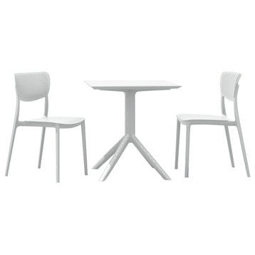 Lucy Outdoor Bistro 3-Piece Set With 27" Table Top White