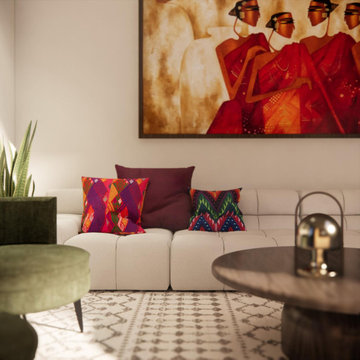Modern-Mid Century - Indian-Living and entraceand hallway - Hainault- London
