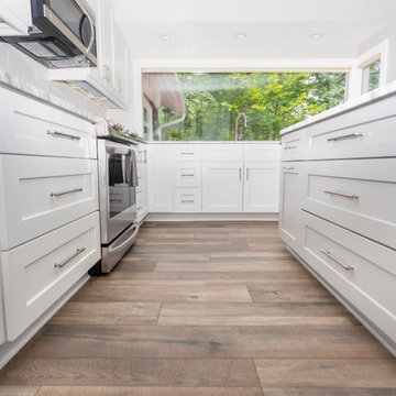Bright Galley Aisle with Dual Drawer Banks