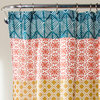 Bohemian Stripe Shower Curtain Turquoise/Orange  72x72