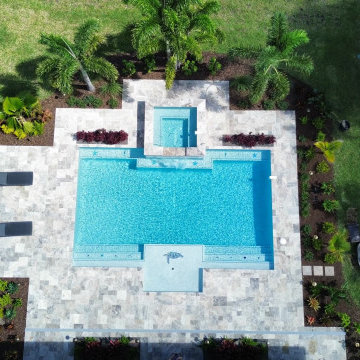 Contemporary Pool Paradise with Elevated Spa