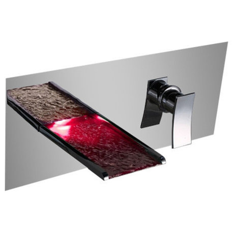 Lucania Wall Mounted LED Waterfall Bathroom Sink Faucet