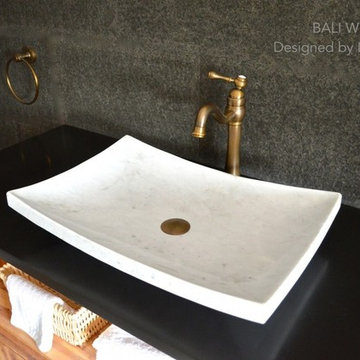 WHITE MARBLE BATHROOM VESSEL SINK 23"x16"-BALI WHITE