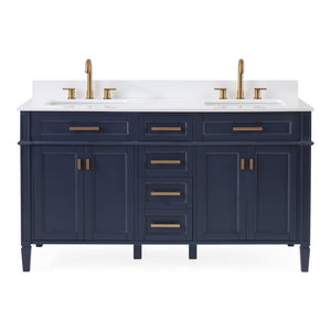 60 Aruzza Navy Blue Contemporary Bath Vanity Transitional Bathroom Vanities And Sink Consoles By Chans Furniture
