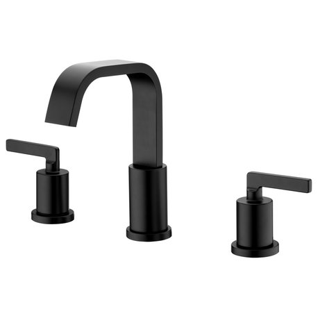 Luxier WSP04-T 2-Handle Widespread Bathroom Faucet with Drain, Matte Black