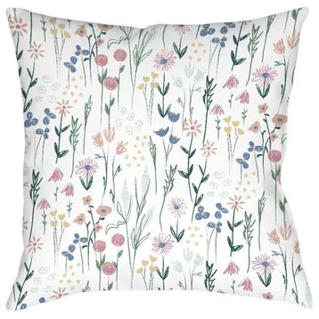 Laural Home Kathy Ireland Delicate Floral Boho Outdoor Pillow, 18"x18"