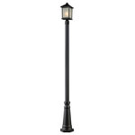 Z-Lite - Z-Lite Outdoor Post Light, Black, 507PHM-519P-BK - Clean, mission styling and circular detailing define the classic styling of this medium outdoor post light. White seedy glass panels create an elegant glow, while the cast aluminum hardware finished in black can withstand nature’s seasonal elements.