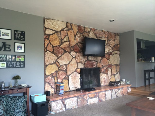 What To Do With This Ugly Orange Rock Fireplace