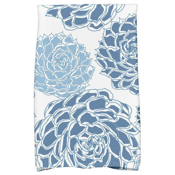 18x30", Olivia Floral Print Hand Towels, Blue