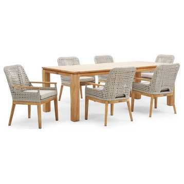 August Patio Dining Set, All Natural 88" Rectangular Dining Table