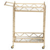 Baxton Studio Mela Gold Metal and White Marble 2-Tier Wine Cart