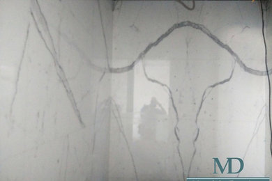 Мрамор в ванной комнате(мрамор Статуарио)