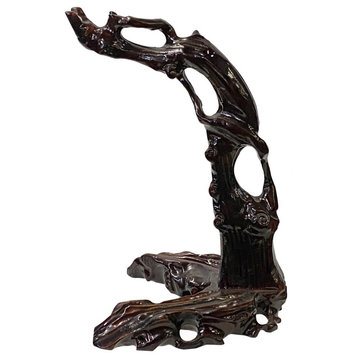 Chinese Wood Tree Arch Shape Hanging Ring Display Stand Hws3286