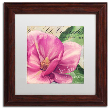 Color Bakery 'Pink Magnolia II' Art, Wood Frame, White Matte, 11"x11"