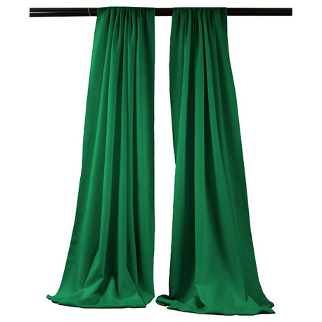 LA Linen Polyester Poplin Backdrop Drape 96"x58", 2 Pack, Emerald Green