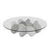 Waverly 28" Round Glass Top Accent End Coffee Table, White Gloss