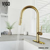 VIGO Greenwich Pull-Down Kitchen Faucet With Deck Plate, Matte Brushed Gold