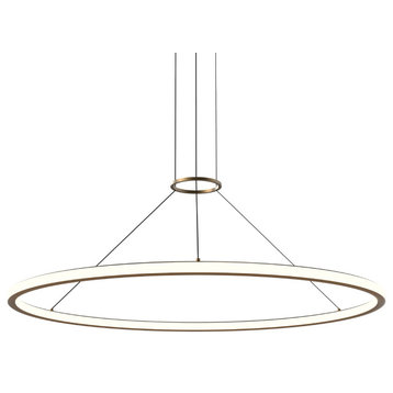 Luna 48" Round LED Pendant With 20' Cord/Cable, Painted Brass, 3500k