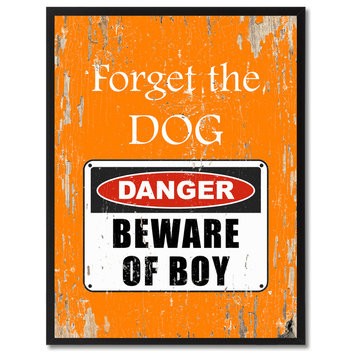 Beware Of Boy Danger Sign, Canvas, Picture Frame, 13"X17"