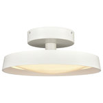 Elk Home - Nancy 13.75'' Wide LED Semi Flush Mount Matte White - EASY INSTALLATION The subtle size of this fixture makes it a perfect accent light. With the overall dimensions of 11.75W X 11.75D X 5.5H this flush mount gives a breath of fresh air to the boring traditional flush mounts. Comes with all the hardware needed for a quick installation. It is perfect for Kitchens, Bathrooms, Closets, Pantry, Powder room, Bedroom etc. Uses (1) 18 watt Integrated LED giving off 1800 lumen 3000K and 90CRI. This fixture uses approx. 65.70 kilowatts annually and only approximately $6.57 yearly to run that is only $.55 per month !! (for each LED based on 10 hours a day usage at national average) The conservative design of the Nancy collection allows for such versatility in styling. The puck shaped metal shade holds a frosted glass diffuser, sleek lines finished in matte black compliment and finish off the look. The Nancy collection can be used in a variety of designs including Contemporary, Modern, Japandi, and more.